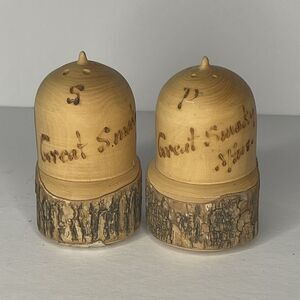 Vintage Wooden Salt & Pepper Shakers Acorn Shape Souvenir Great Smoky Mountains